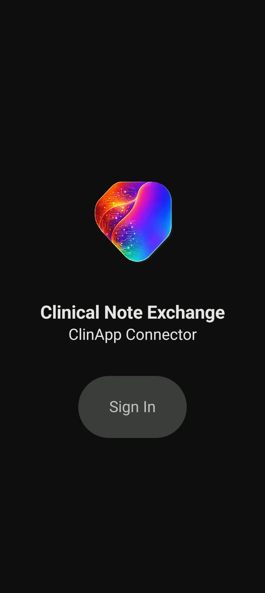 Clinical Note Exchange sign in screen